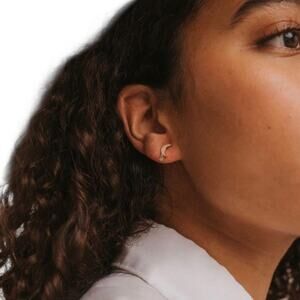 JAXKELLY NIP Amazonite Stone White CZ Moon Drop Sterling Silver Posts Earrings